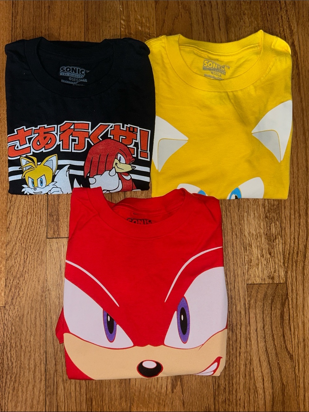 Sonic the Hedgehog Kids Graphic Tees - Red Blue Yellow Black 3 Pack NEW